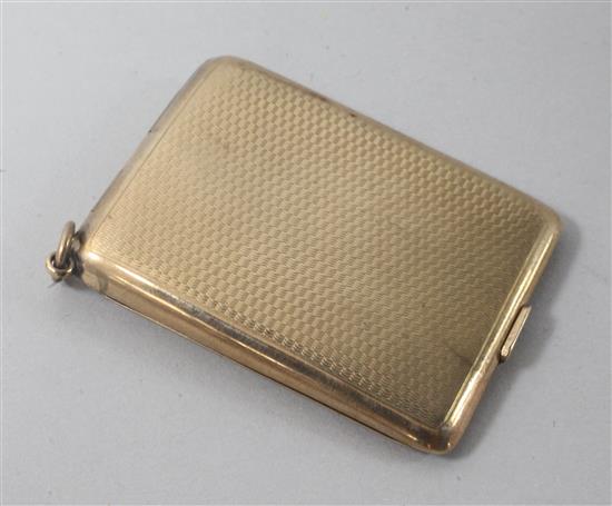 An Asprey & Co engine turned 9ct gold matchbook case, Chester, 1924, 59mm.